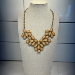 Vintage Bib Collar Gold Faceted Leaf Shaped Sparkly Statement Necklace